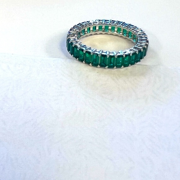 Jewelry - 925 Silver Emerald Full Eternity Band | Emerald Cut Gemstone